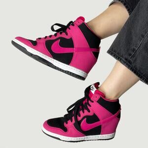 Nike dunk sky hi essential sneakers fireberry pink black wedge dunks shoes